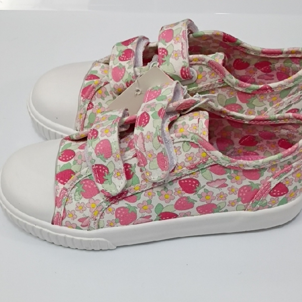 BUMBLE & BIRDIE Girl's Strawberry Print Velcro Sneakers - Pink White SIZE 12 NWT - Picture 3 of 8